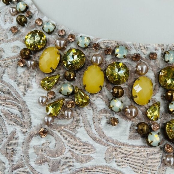 Eliza J Ladies Dress Size 8 Tapestry Print Evening Wear Jeweled Neckline - Picture 7 of 13